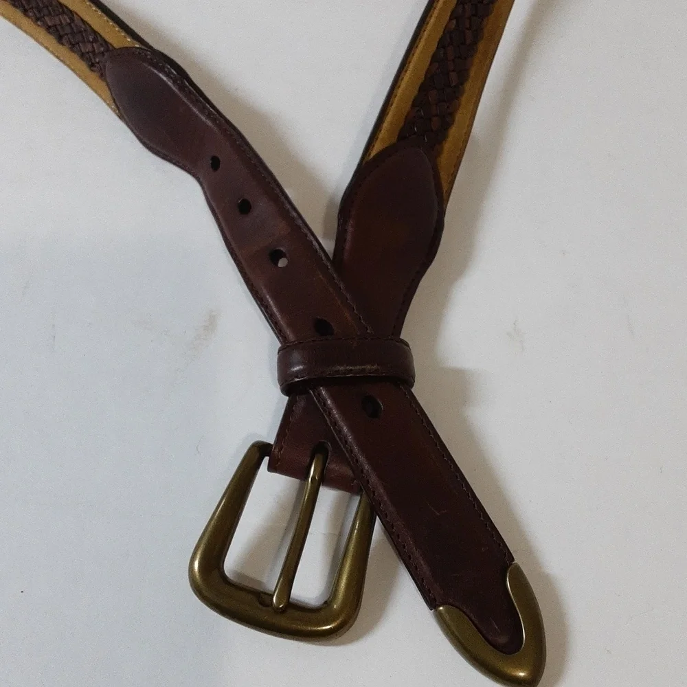 Orvis men's leather brown belt size 44 western festival rodeo casual
